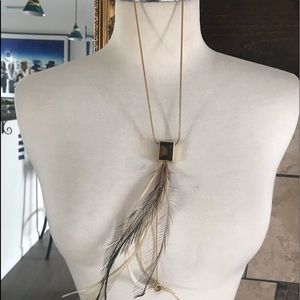 Swarovski Feather and Topaz Necklace BOHO CHIC